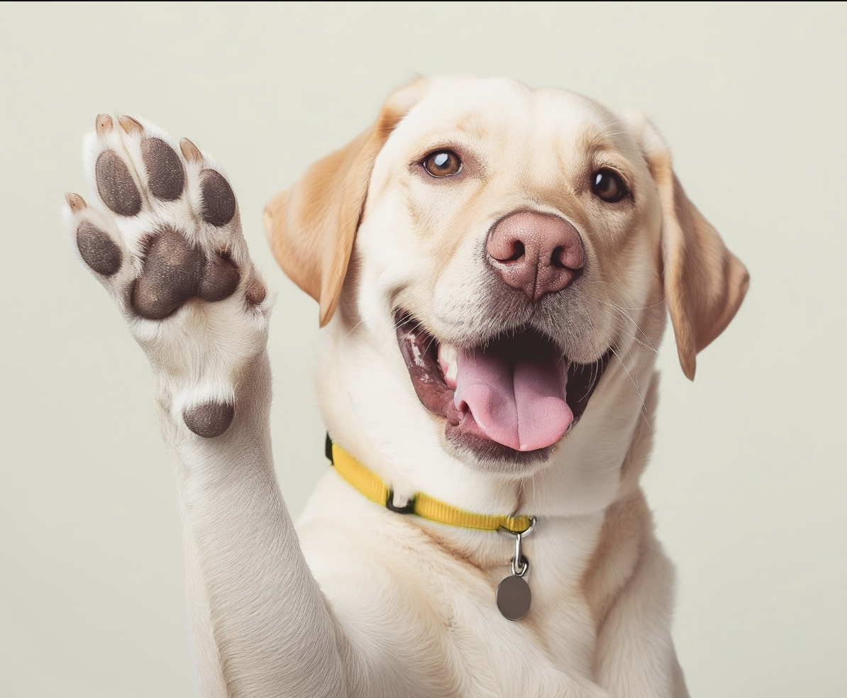 Labrador feliz dando la patita